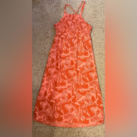 Volcom Floral Midi Dress, Pink/Orange, Size S - Picture 8 of 10